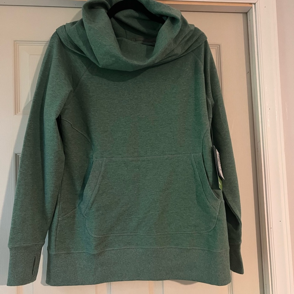 NWT L.L. Bean heather green Cowl Neck Top